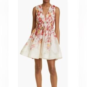 Zimmermann Wonderland Floral Linen Organza Mini Dress